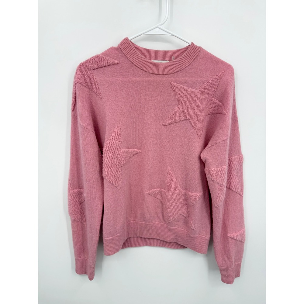 27 Miles Star Intarsia Sweater Women Small‎ Pink Wool Cashmere Crewneck Luxury